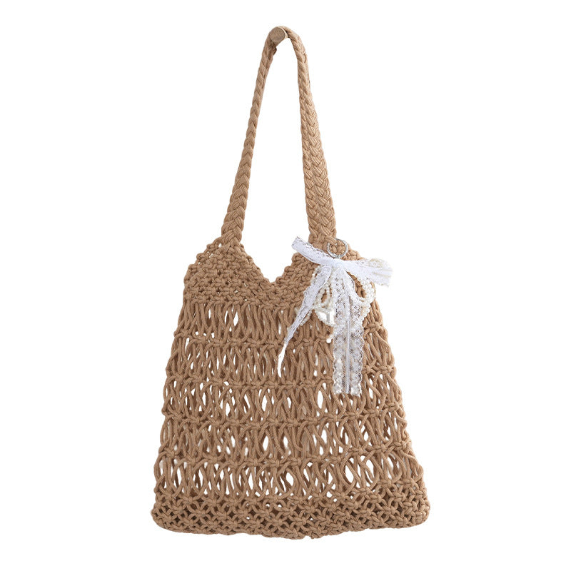 String Hollowed Fashion Simple Large Capacity Woven Women's Shoulder Bag