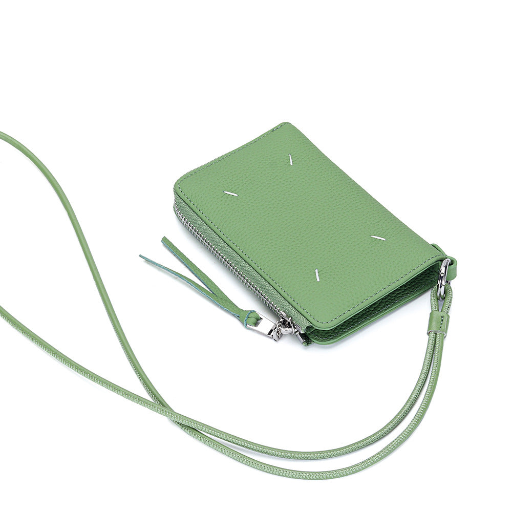 Women's Genuine Leather Short Halter Zipper Multiple Ladies Wallet
