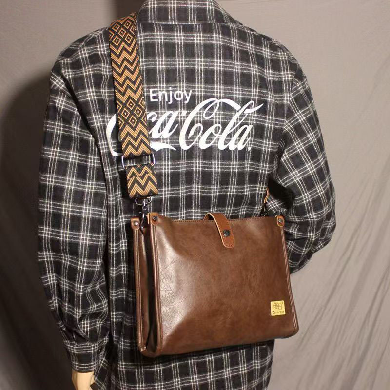 Men's High-grade Leather Large Capacity Green Trendy Bags