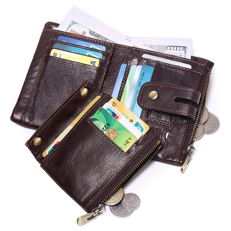 Men's Swiping Vertical Top Layer Oil Wax Men's Wallets