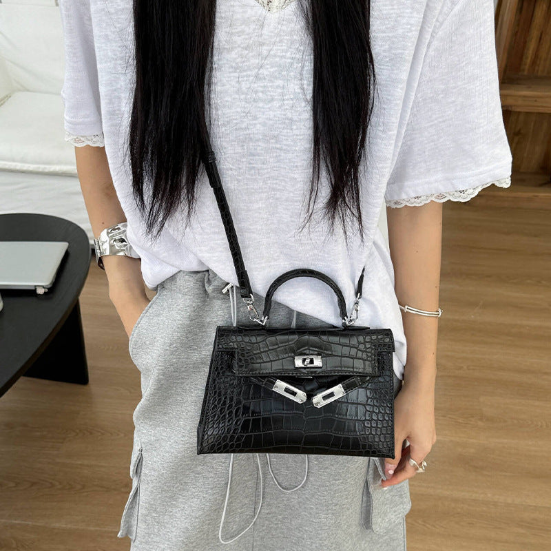 Women's Second Generation Kelly Crocodile Pattern Versatile Portable Stone Women's Messenger Bag