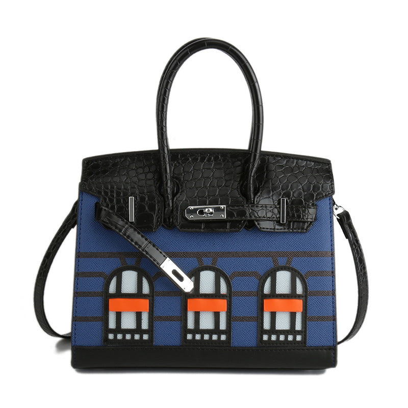 Women's Contrast Color House Platinum Kelly Fashionable Handbags