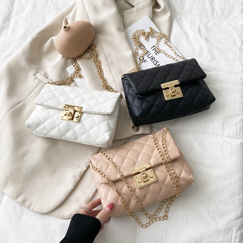 Graceful Beautiful Simple Embroidered Rhombus Chain Women's Messenger Bag
