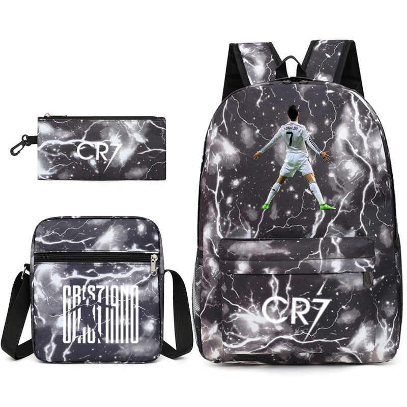 Football Luo Peripheral Printed Three-piece Set Backpacks
