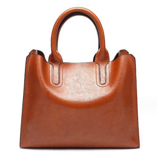 Glamorous Women's Fashion Oil Leather Simple Bags