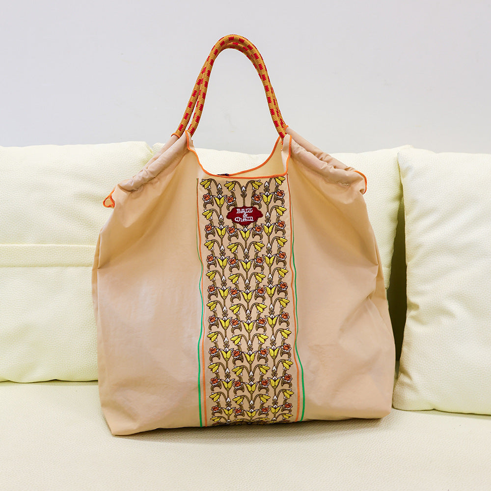 Thousand Needle Environmental Protection Waterproof Nylon Embroidery Fashion Large Capacity Women's Handbag