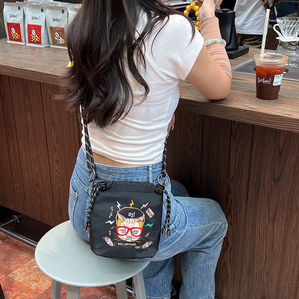 Style Embroidery Cartoon Female Cute Wild Women's Messenger Bag