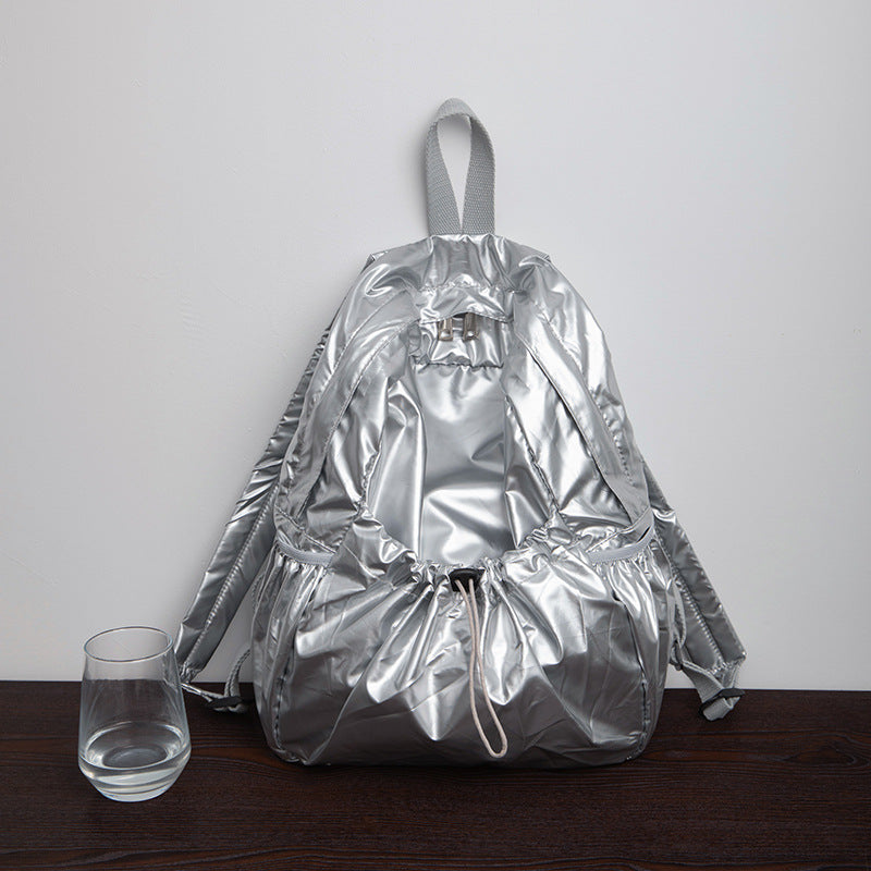 Women's Korean Drawstring Pleated Sier Style Lightweight Backpacks