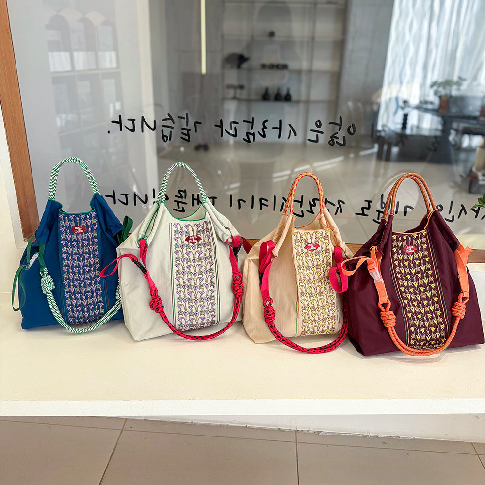 Thousand Needle Environmental Protection Waterproof Nylon Embroidery Fashion Large Capacity Women's Handbag