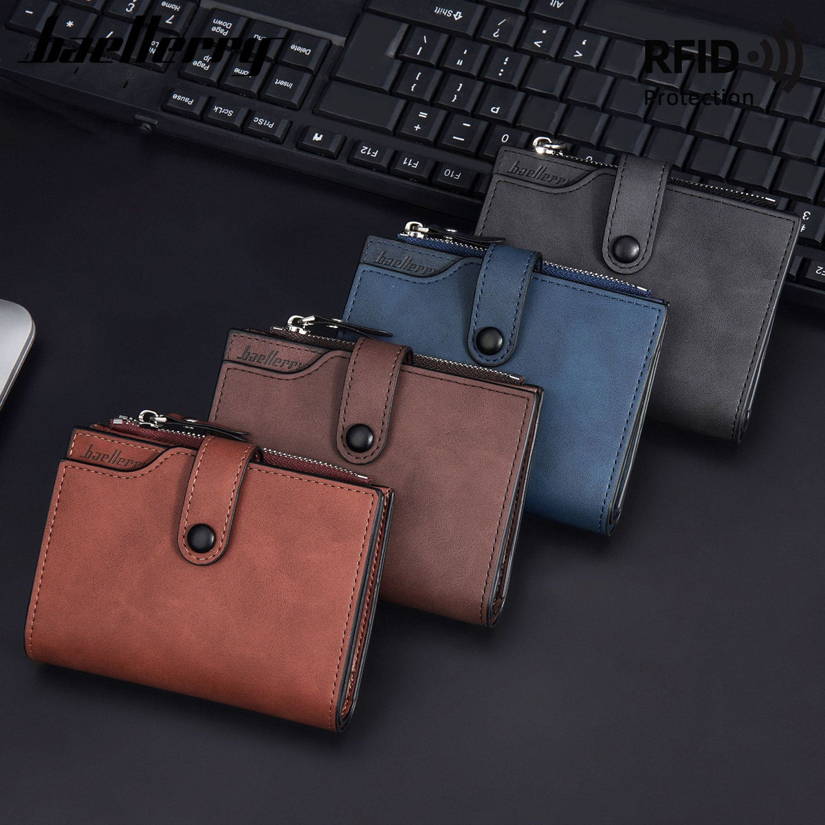 Beautiful Men's Short Business Zipper Simple Coin Purses