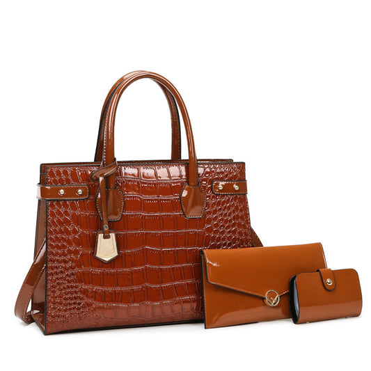 Retro Three-piece Set Mother Crocodile Texture Shoulder Bags