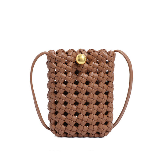 Women's Windmill Knot Woven Vertical Simple Design Phone Bags