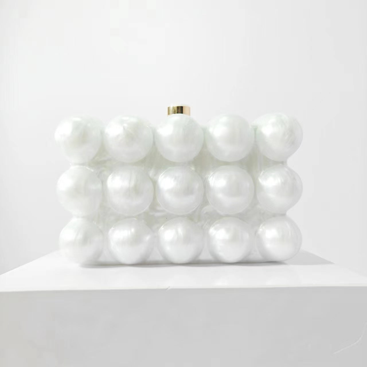 French Wave Pearlescent Egg Shell Acrylic Evening Bags