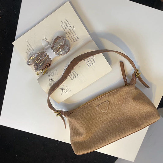 French Stick Underarm Design Texture Cloth Shoulder Bags