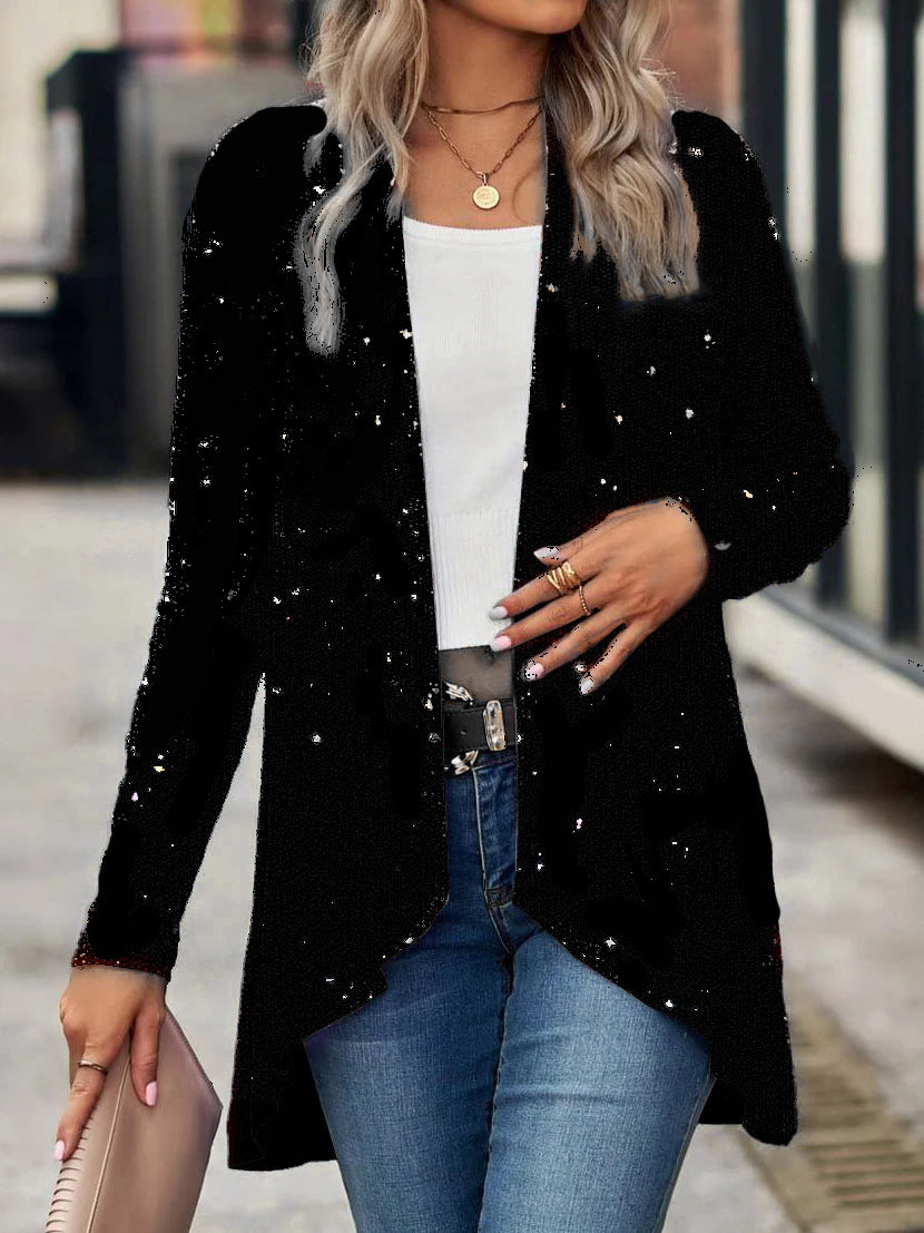 Women's Christmas Sequined Solid Color Fashion Casual Vests