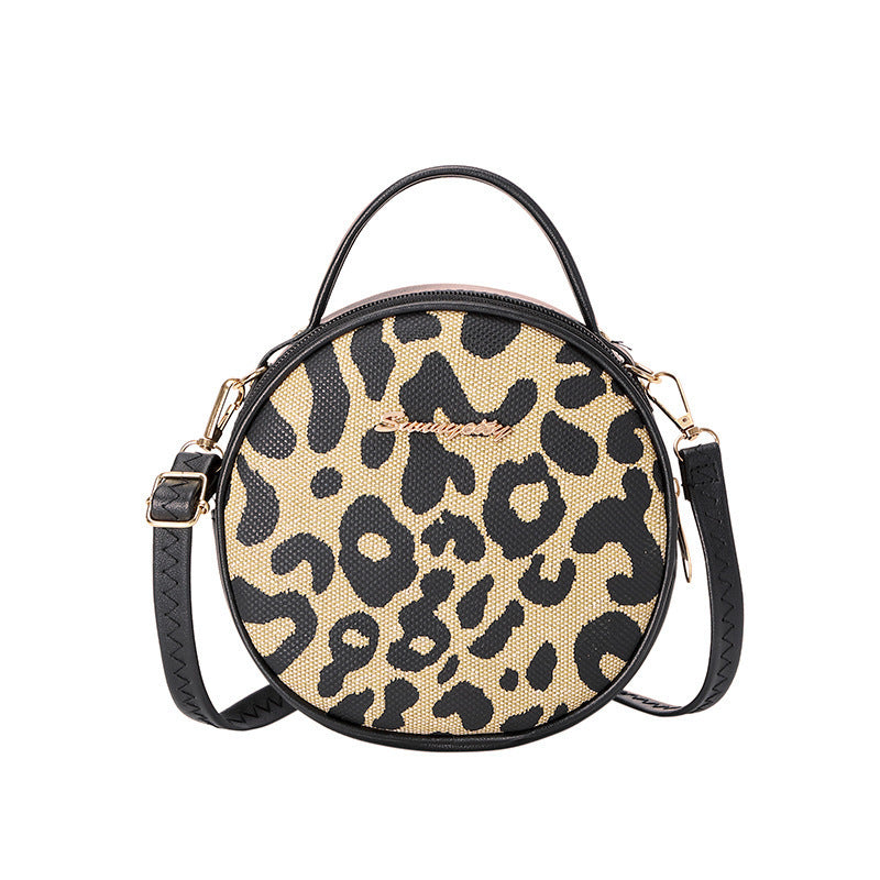 Women's Printed Contrast Color Round Korean Style Women's Shoulder Bag