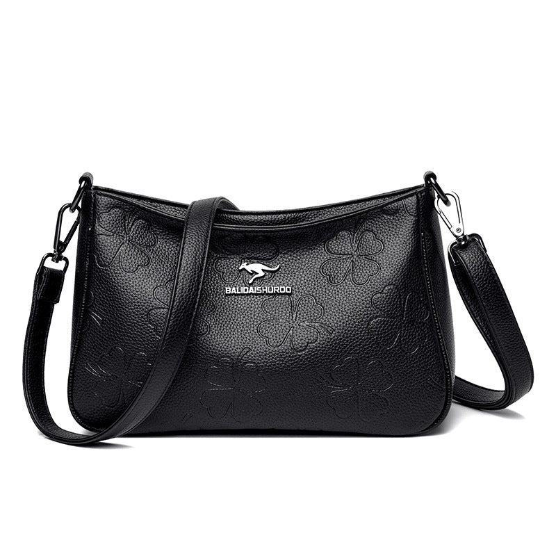 Women's Embossed Classy Mom Simple Portable Grandma Shoulder Bags
