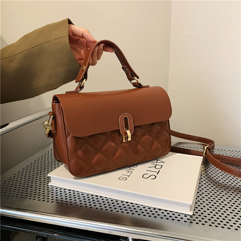 Women's Chocolate Textured Genuine Leather Commuter South Crossbody Bags