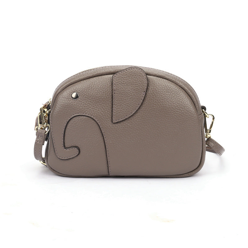 Women's Macaron Genuine Leather Creative Fashion Elephant Trendy Shoulder Bags