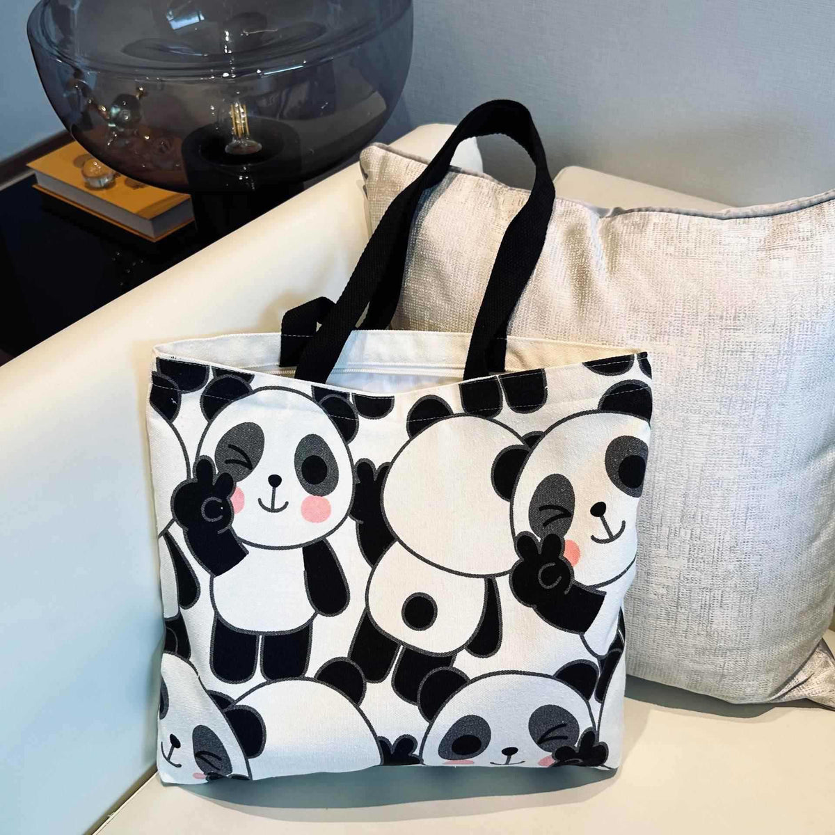 Women's Bear Canvas Large Capacity Class Portable Zippered Women's Shoulder Bag