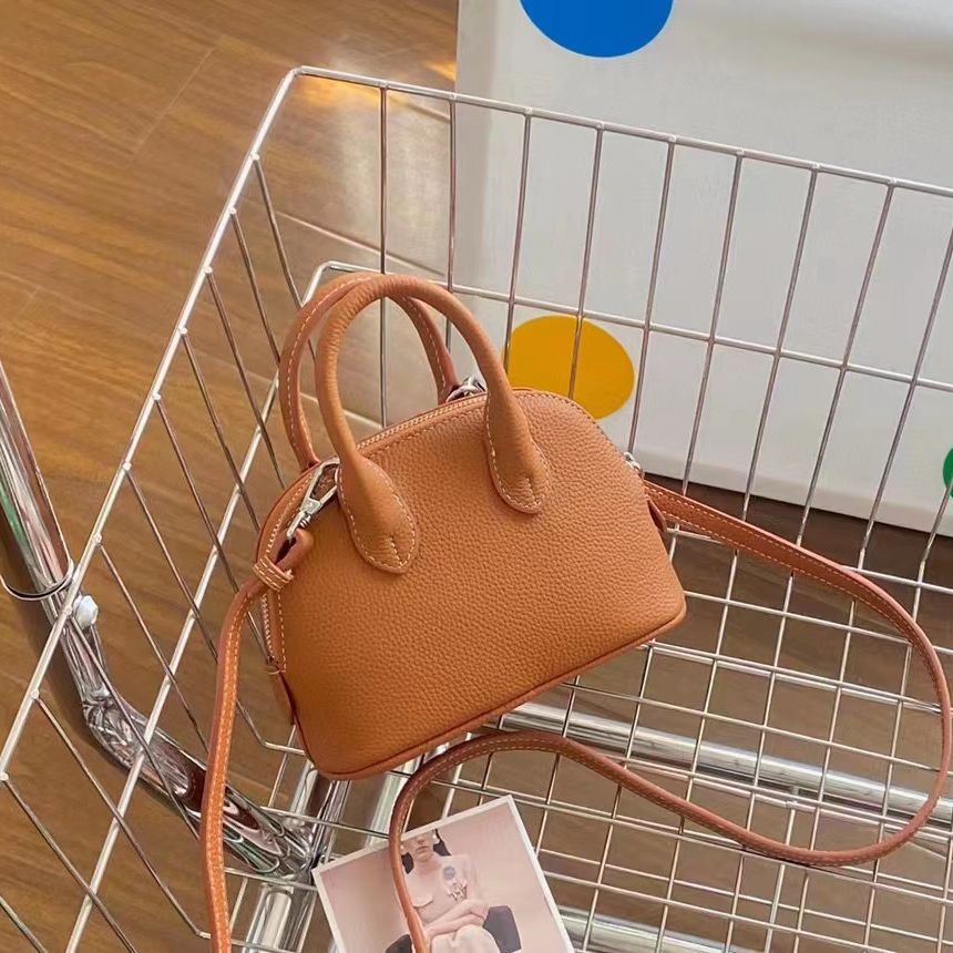 Layer Cowhide Shell Simple Fashion Bowling Mini Handbags