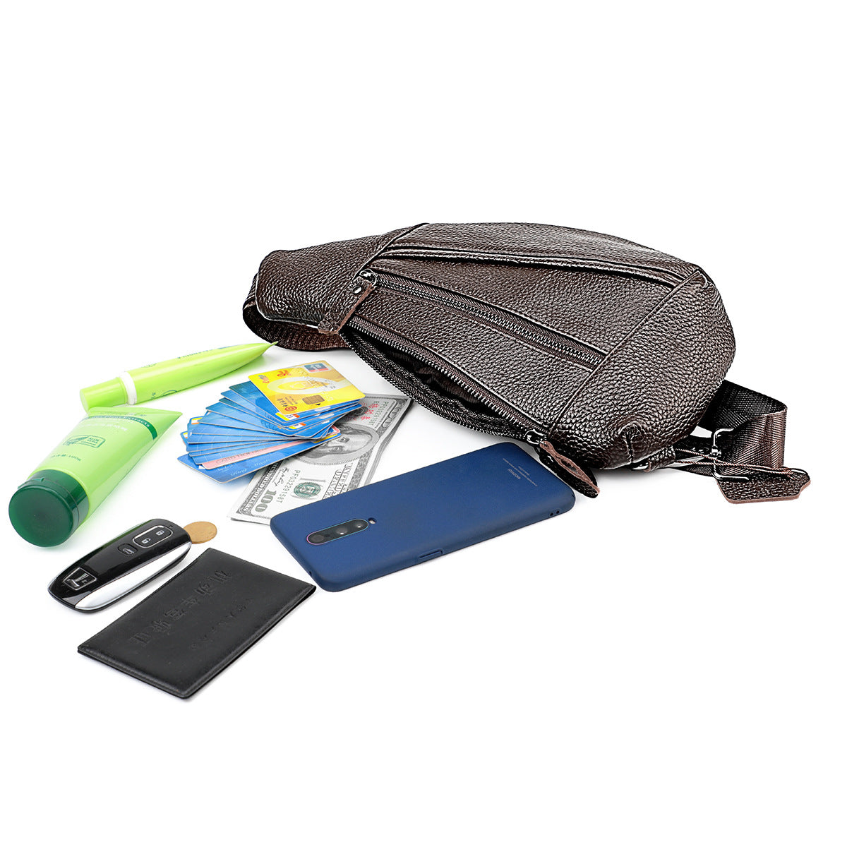 Men's Attractive Summer Leather Hanging Fashion Men's Chest Bags
