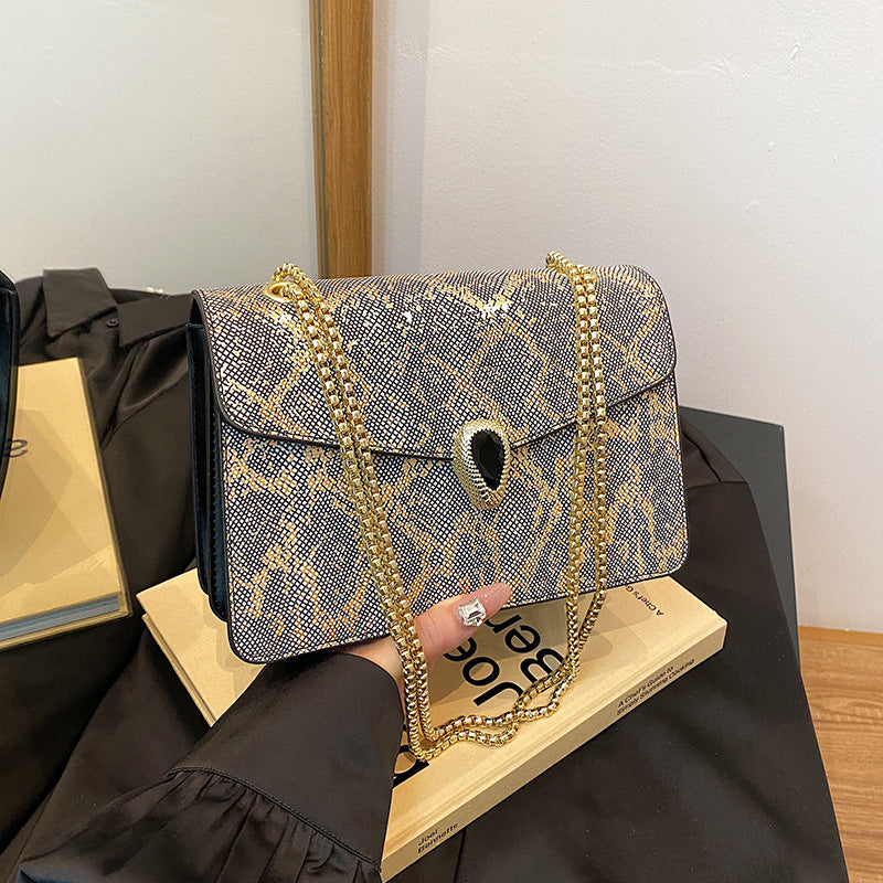 Comfortable Women's Snake Pattern Vintage Chain Women's Messenger Bag