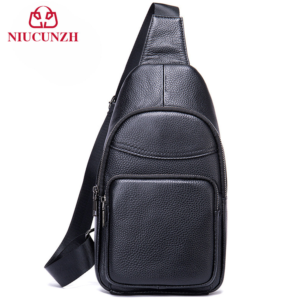 Men's Leather First Layer Trendy Large Capacity Men's Chest Bags