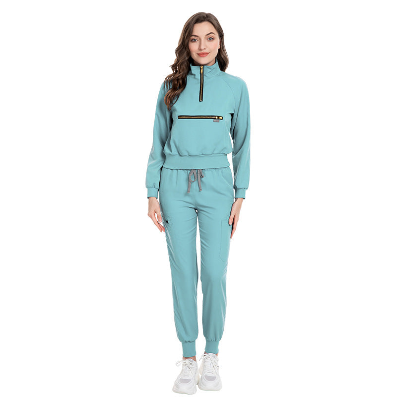 Women's & Men's Sleeve Casual Jogging Surgical Gown Split Hospital Suits