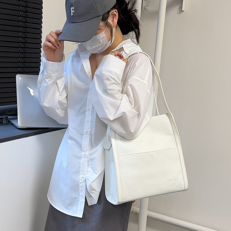 Cowhide Large Capacity Female Commuter High Shoulder Bags