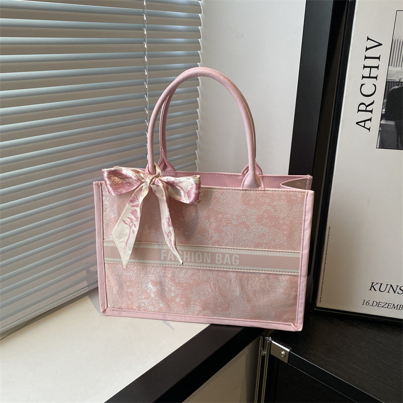 Women's Scarf Bow Fashion Commuter Large Capacity Western Tote Bags