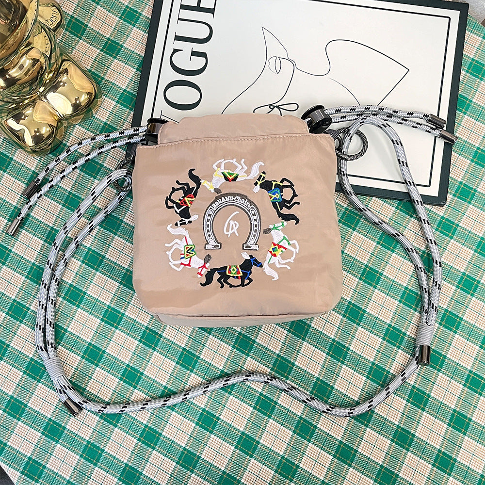 Style Embroidery Cartoon Female Cute Wild Women's Messenger Bag
