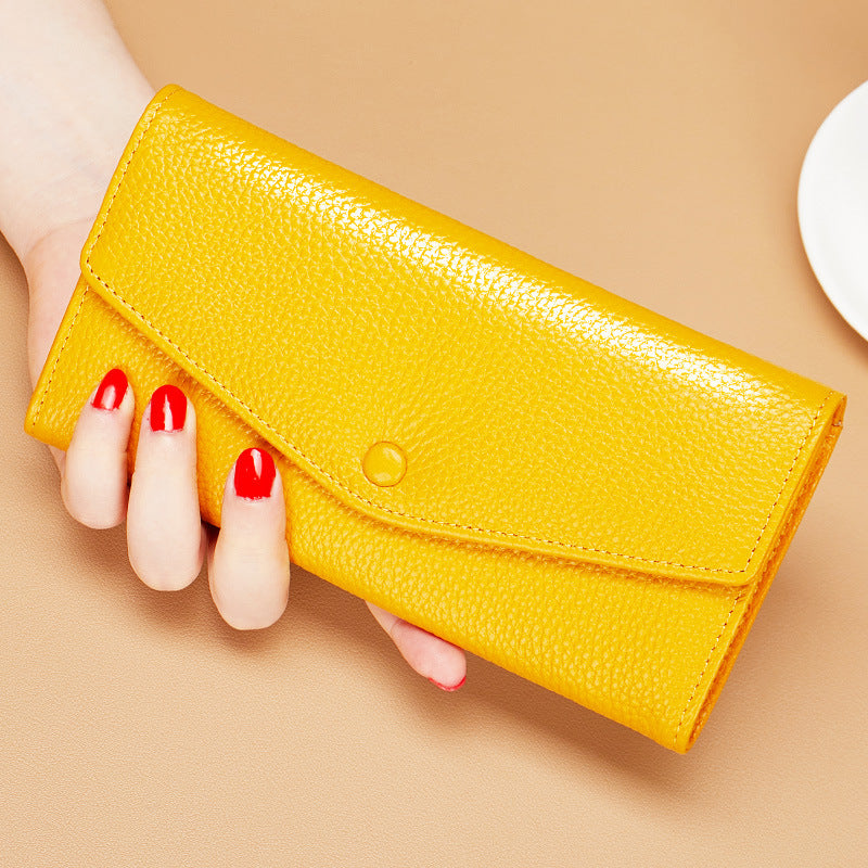 Women's Yellow Mid-length 2 Fold Envelope Multi Slots Classic Ladies Wallet