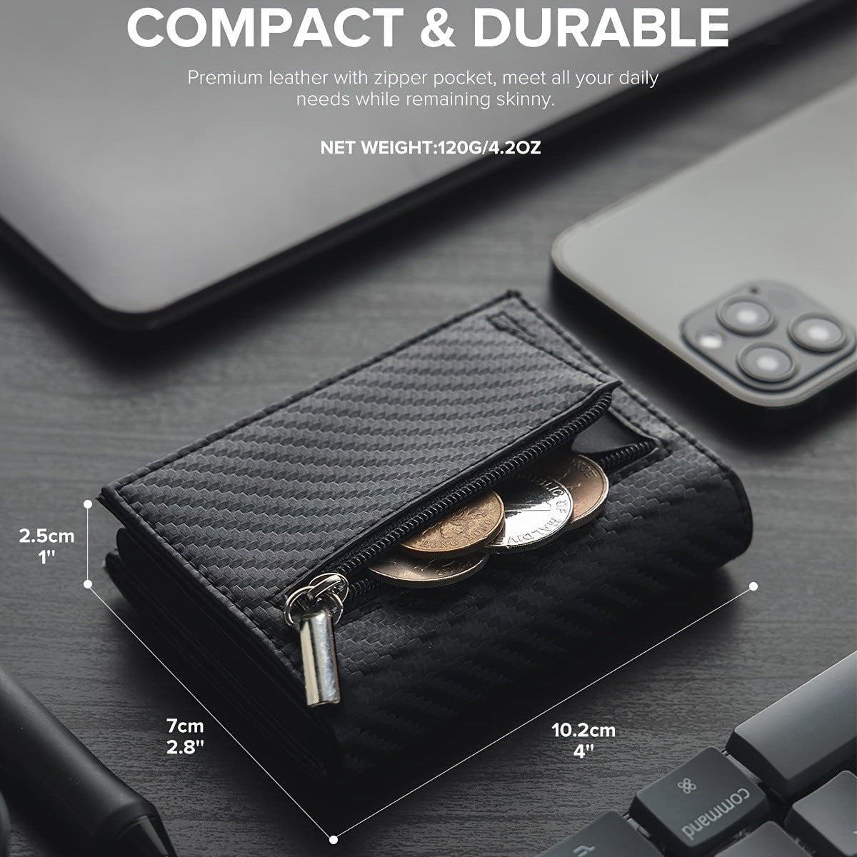Men's Fiber Tracker Three Fold Magnetic Snap Men's Wallet