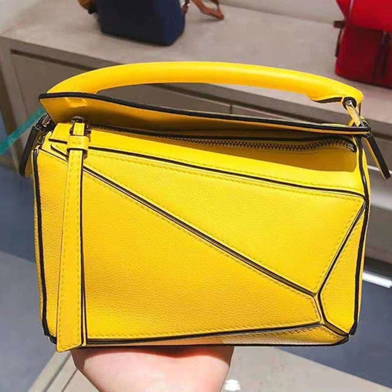 Geometric Fashion Portable Top Layer Litchi Grain Small Square Bags