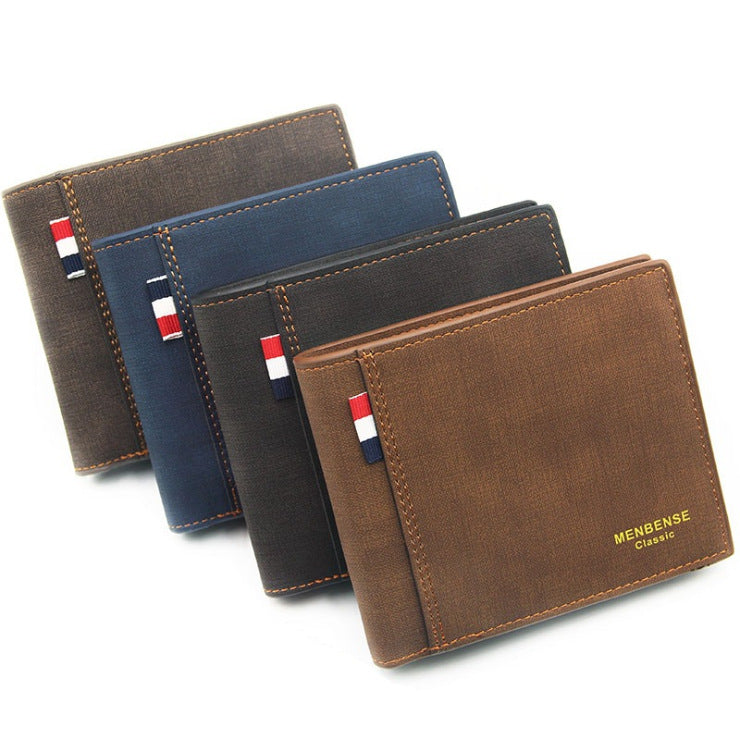 Men's Creative Frosted Short Large Capacity Fashion Retro Men's Wallet