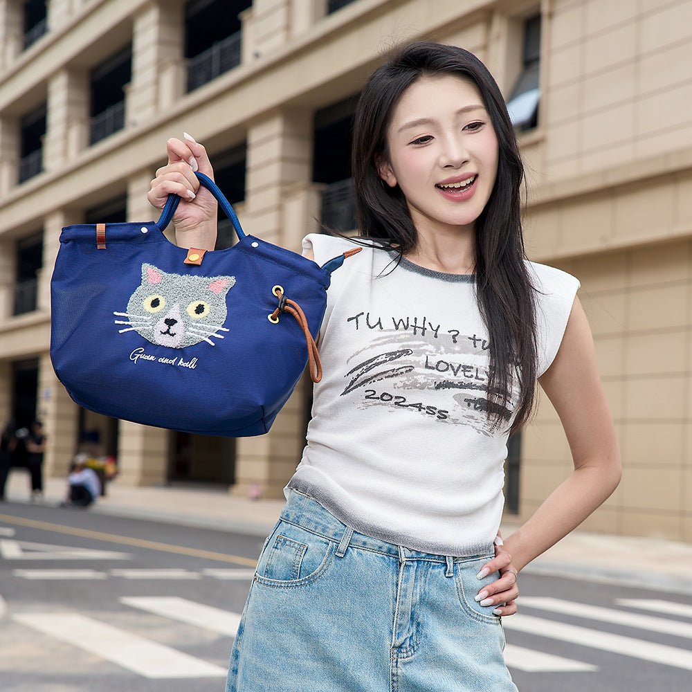 Cute Portable Pull Class Commuter Lunch Women's Handbag