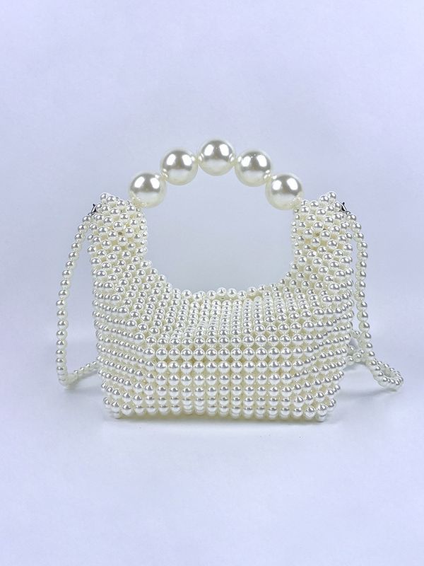French Retro Hand-woven Large Pearl Elegant Handbags