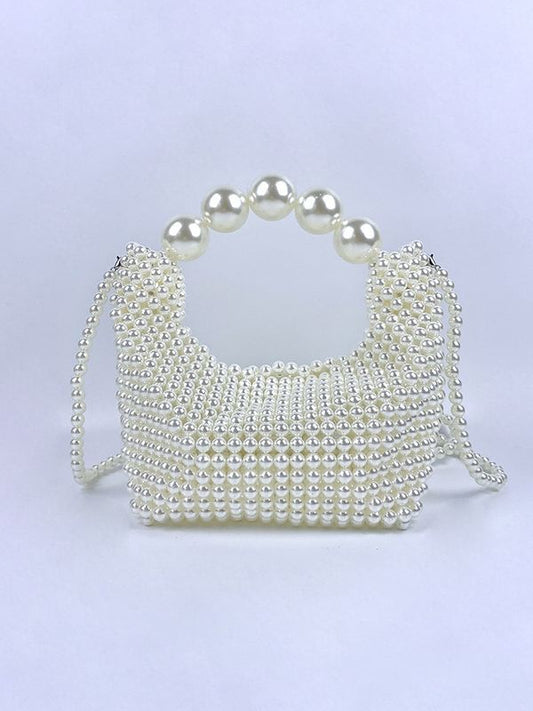 French Retro Hand-woven Large Pearl Elegant Handbags