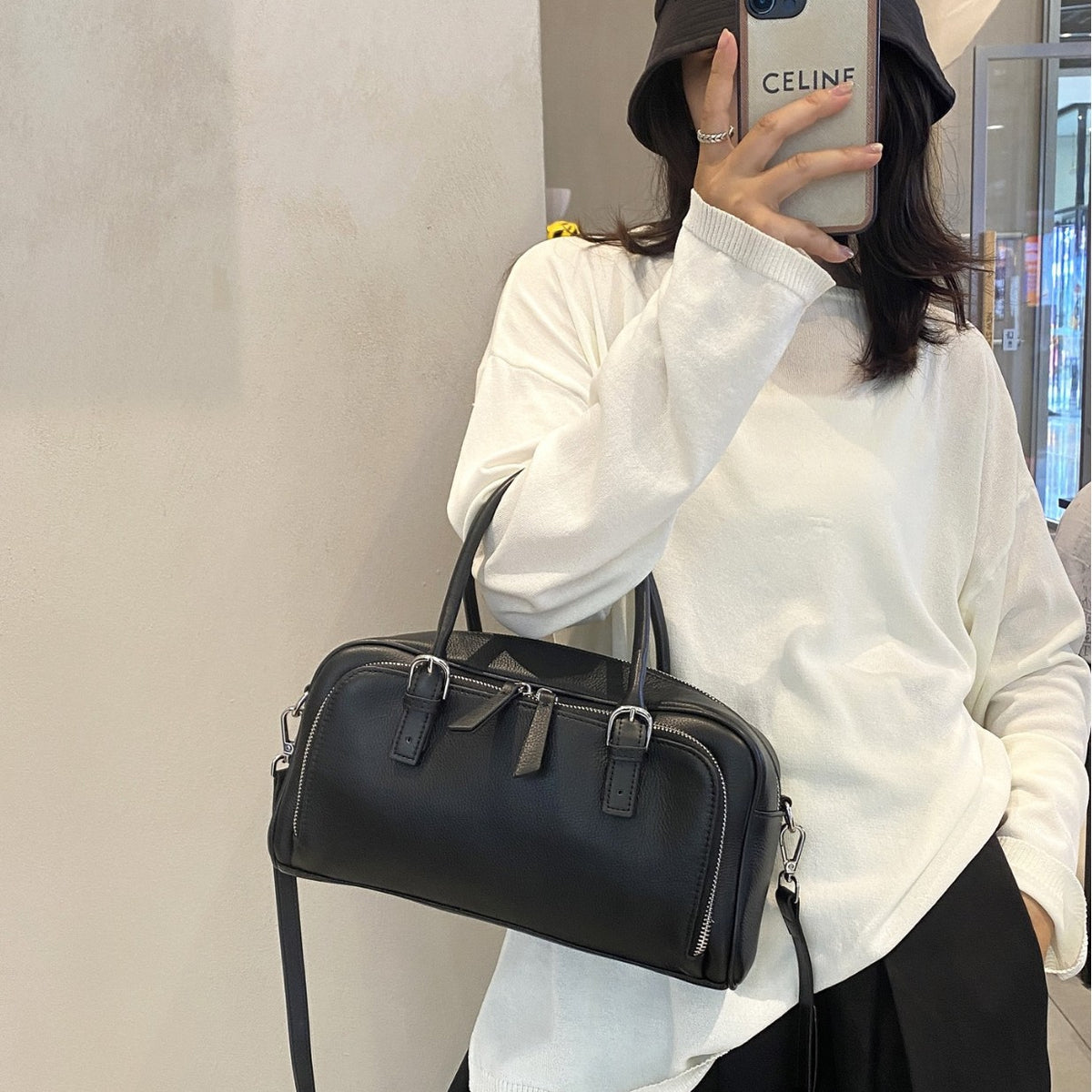 Women's Genuine Leather Korean Fashion First Layer Cowhide Portable Simple Bags