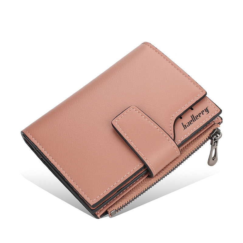 Women's Leather Short Korean Style Multiple Slots Zipper Hasp Ladies Wallet