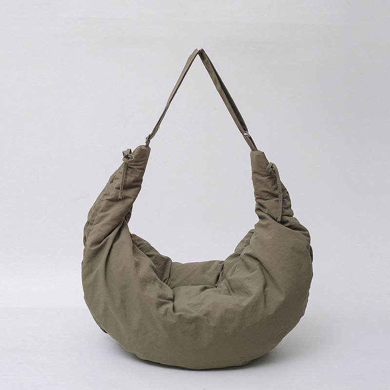 Women's Niche Pleated Crescent Hobo Simple Croissant Tote Bags