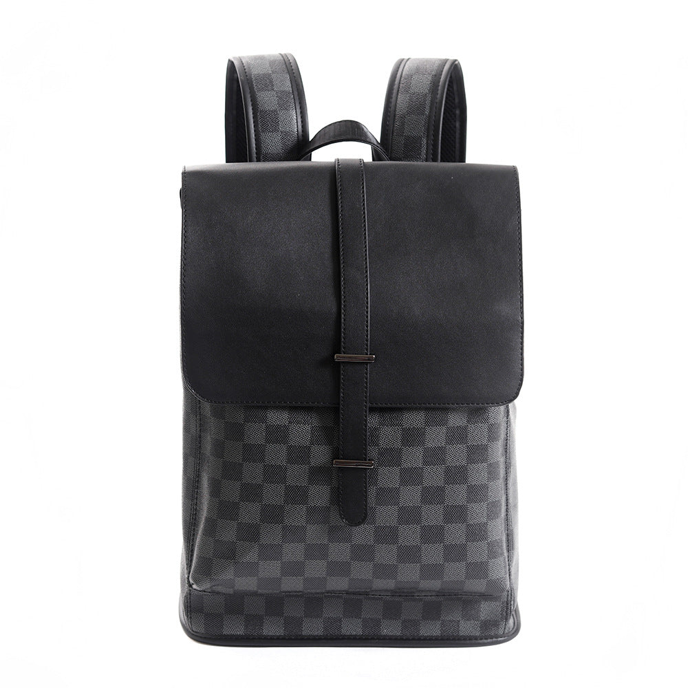 Men's Korean Style Plaid Large Capacity Flip Backpacks