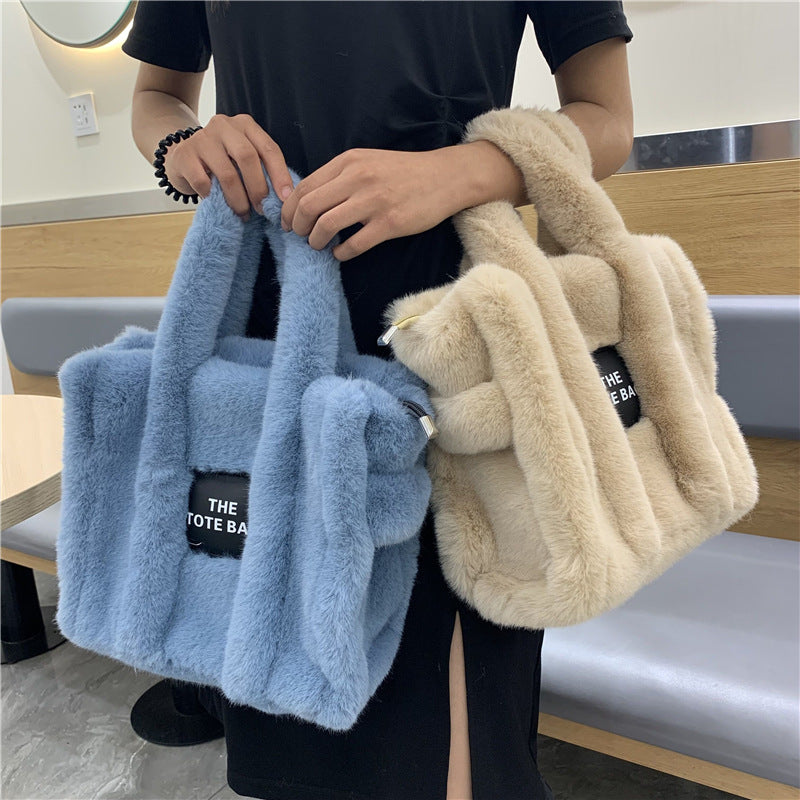 Women's Faux Fur Plush Shopping Commuter Bags
