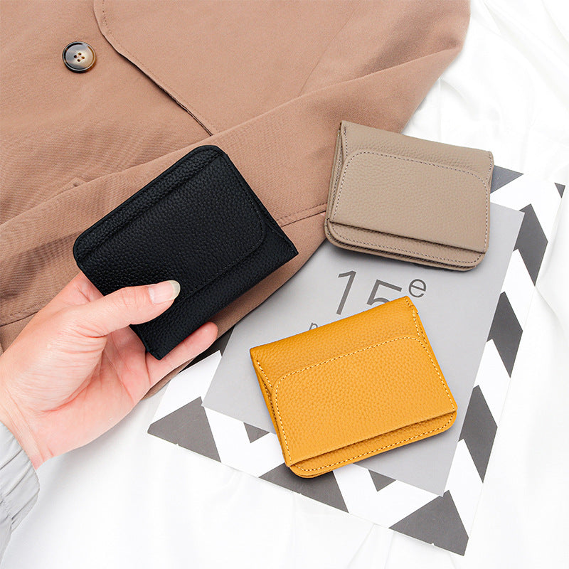 Women's Full Leather Simple Folding Genuine Ladies Wallet