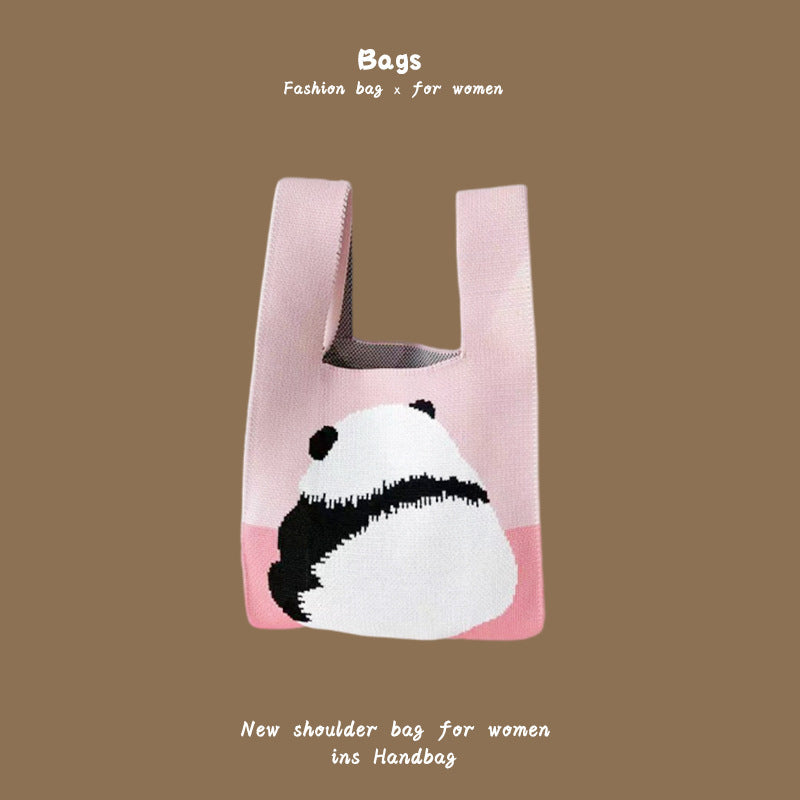 Women's Hand Carrying Box Lunch Contrasting Color Bucket Bags