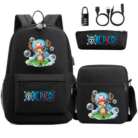 Women's & Men's & Cartoon One Piece Password Pencil Middle School Students' Schoolbags