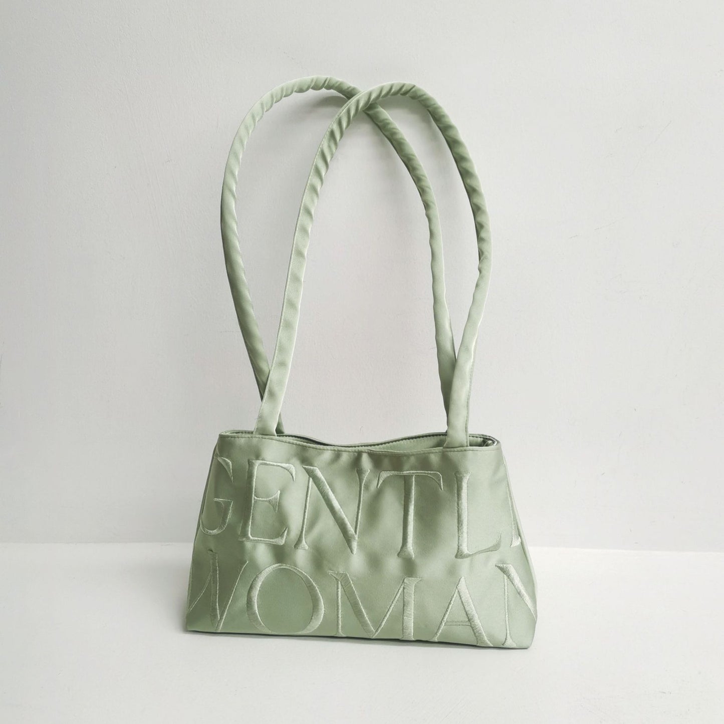 Thailand Trendy Lady Design Satin Letter Embroidery Shoulder Bags