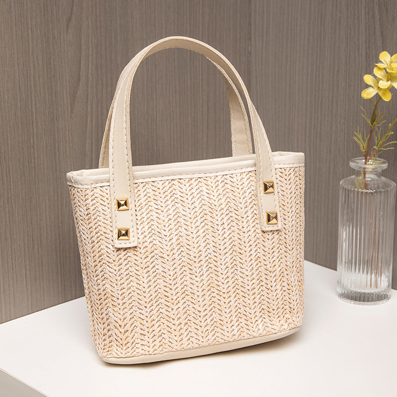 Women's Hand Fashion Woven Simple Vegetable Basket Bucket Bags