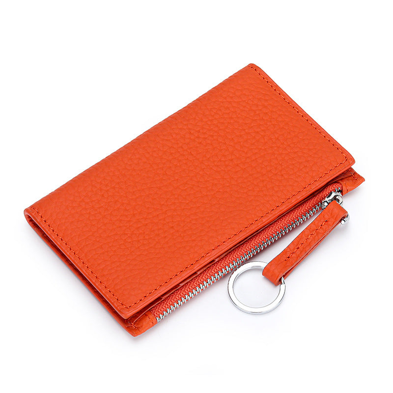 Women's Pure Cowhide Short Versatile Multiple Slots Coin Purses